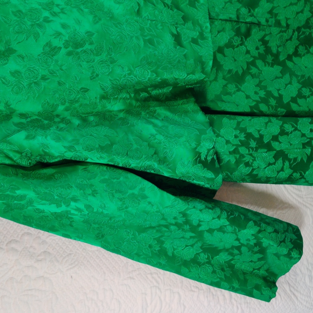 Vintage 1960s Handmade Brocade Rose Print Lined Dress & Short Jacket - Picture 8 of 16